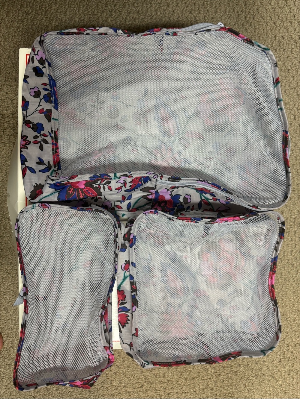 Vera Bradley Floral Packing Cubes Set - Multicolor Mesh Travel Organizers